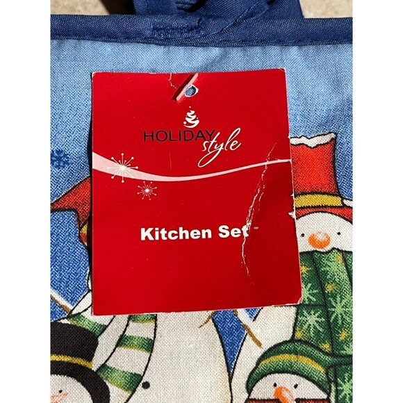 2~Snowman Family Kitchen Piece Pot Holder Holiday Style 7"x7" Cotton & Polyester - Picture 4 of 7